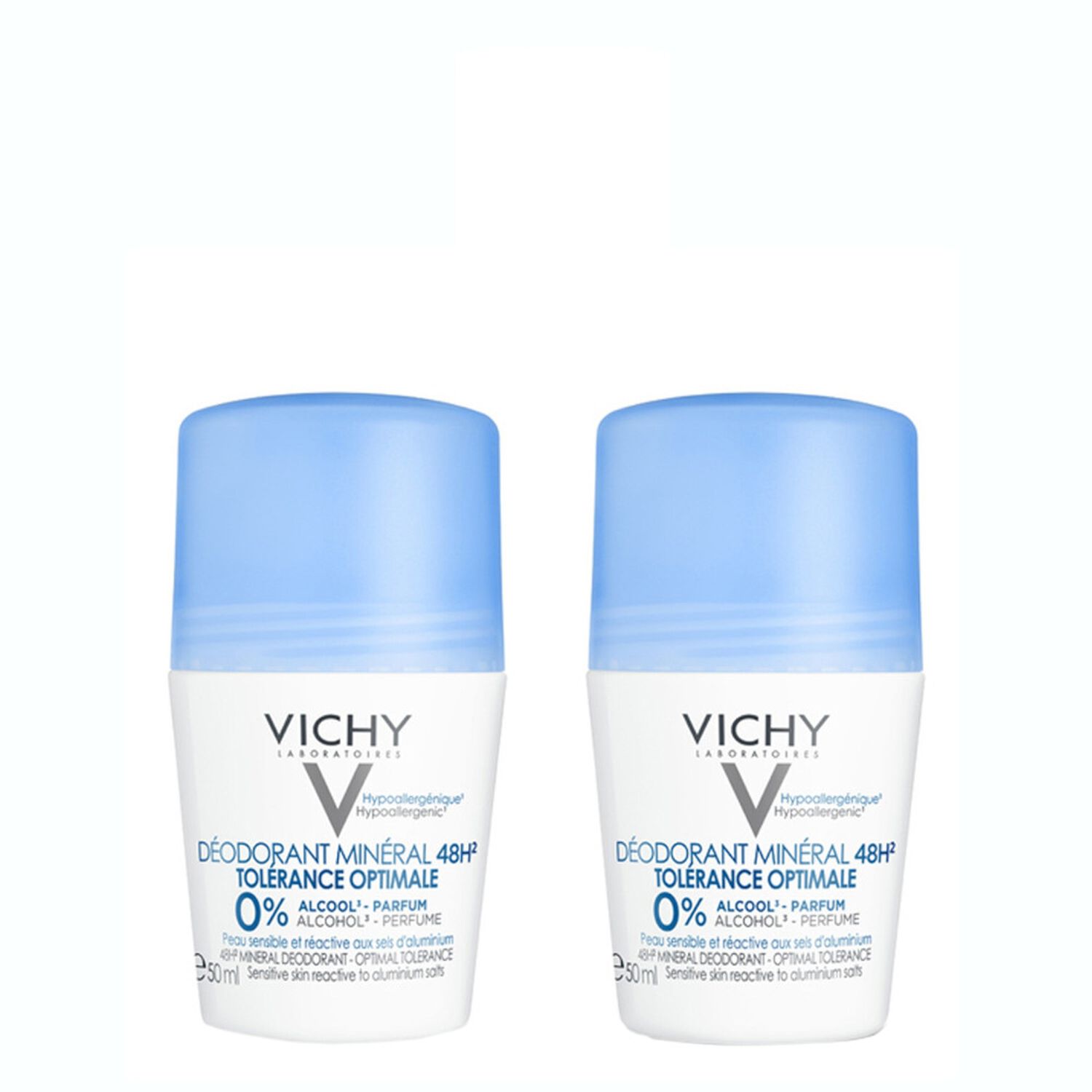 Vichy Déodorant Minéral 48H Tolérance Optimal Peaux Sensibles 2x50 ml