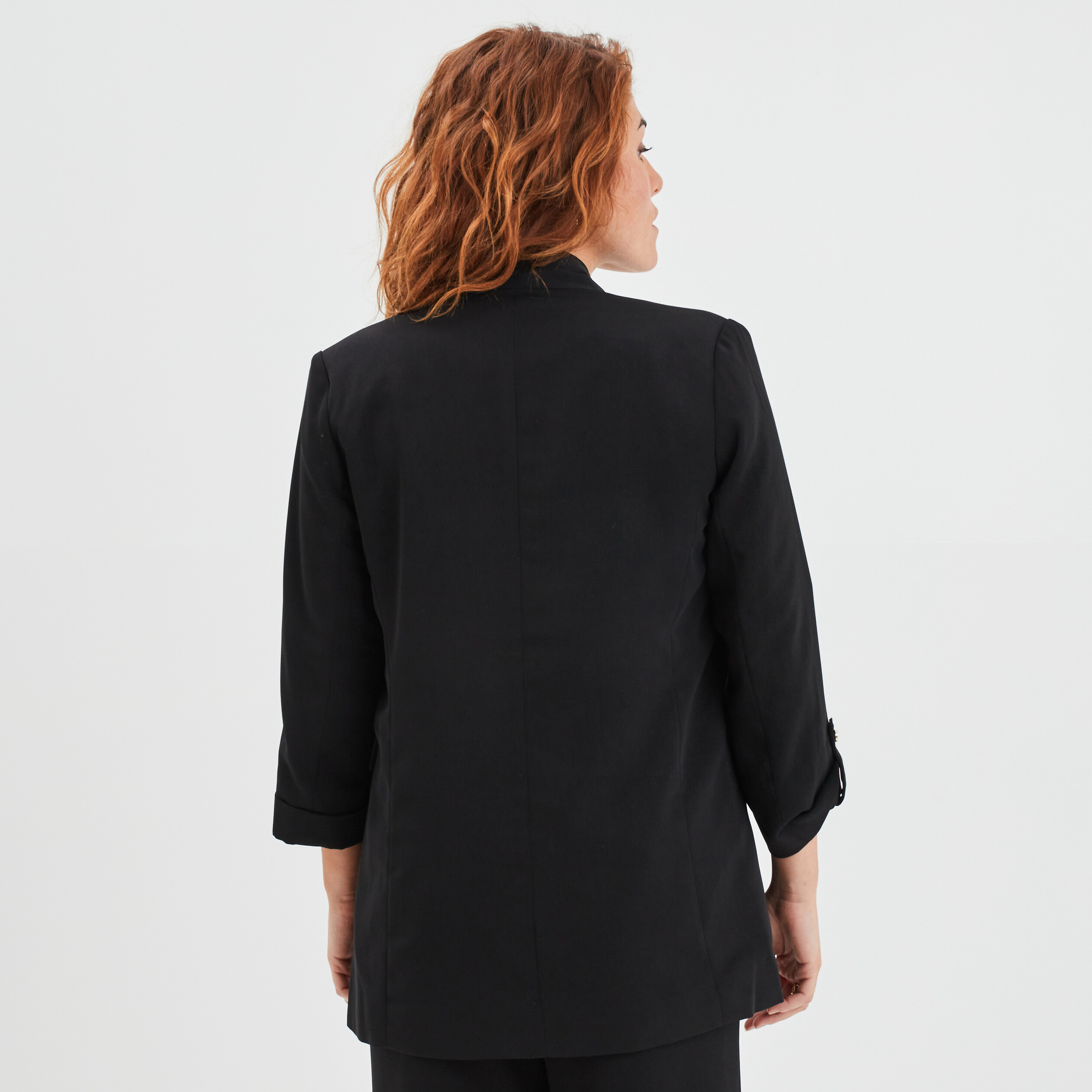 Veste blazer manches 3 4 droite noir femme | La Halle