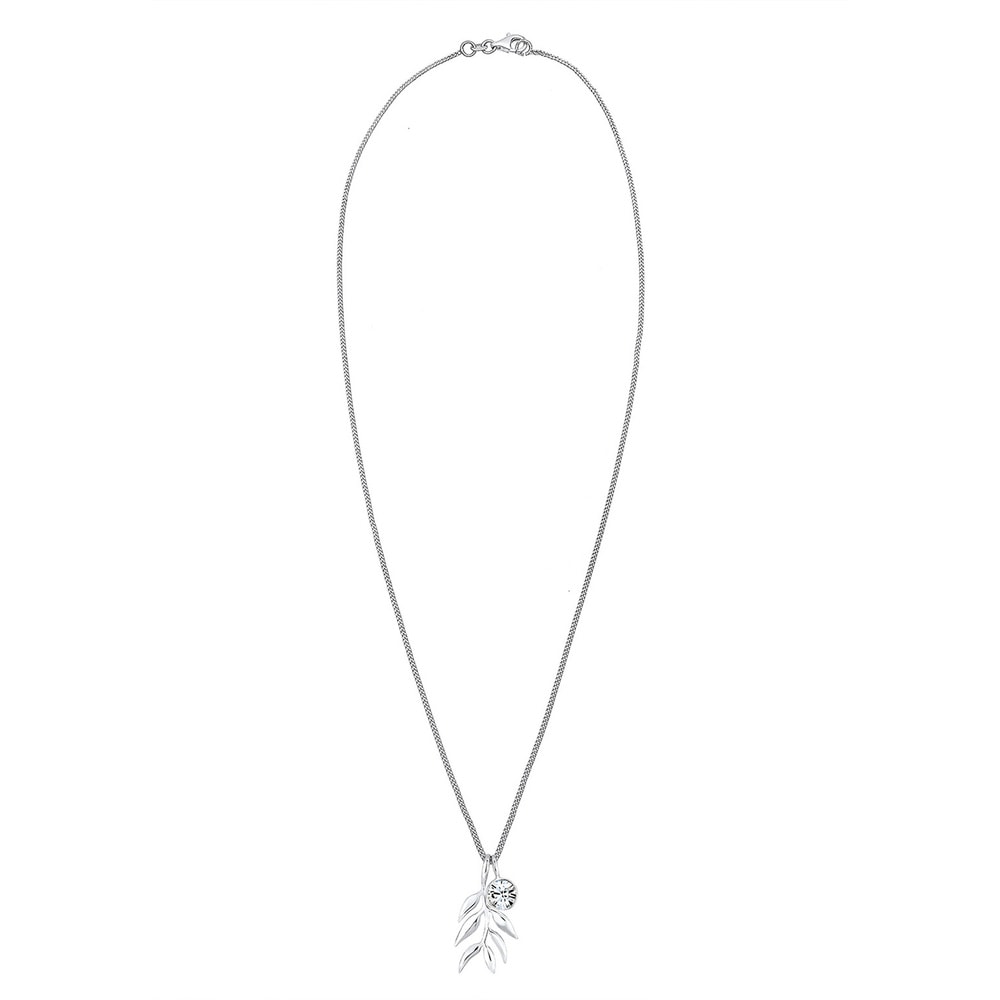 Elli Elli Collier Olivenblatt Zweig Kristalle Silber collier