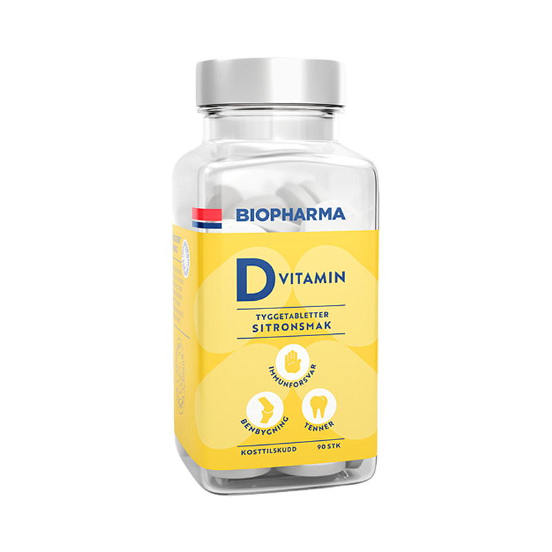Biopharma D-vitamin 90 stk Sitron, tyggetab., Biopharma