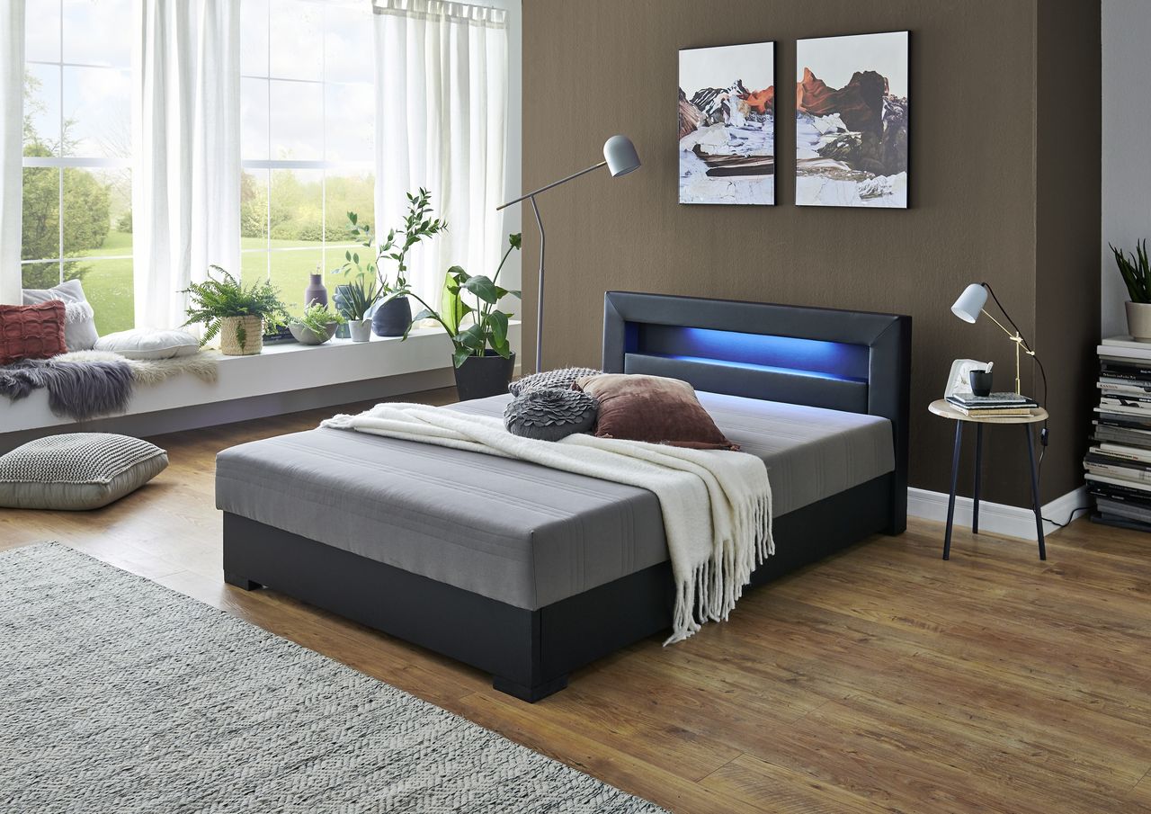 Relita Boxbett MINA mit LED schwarz 140x200