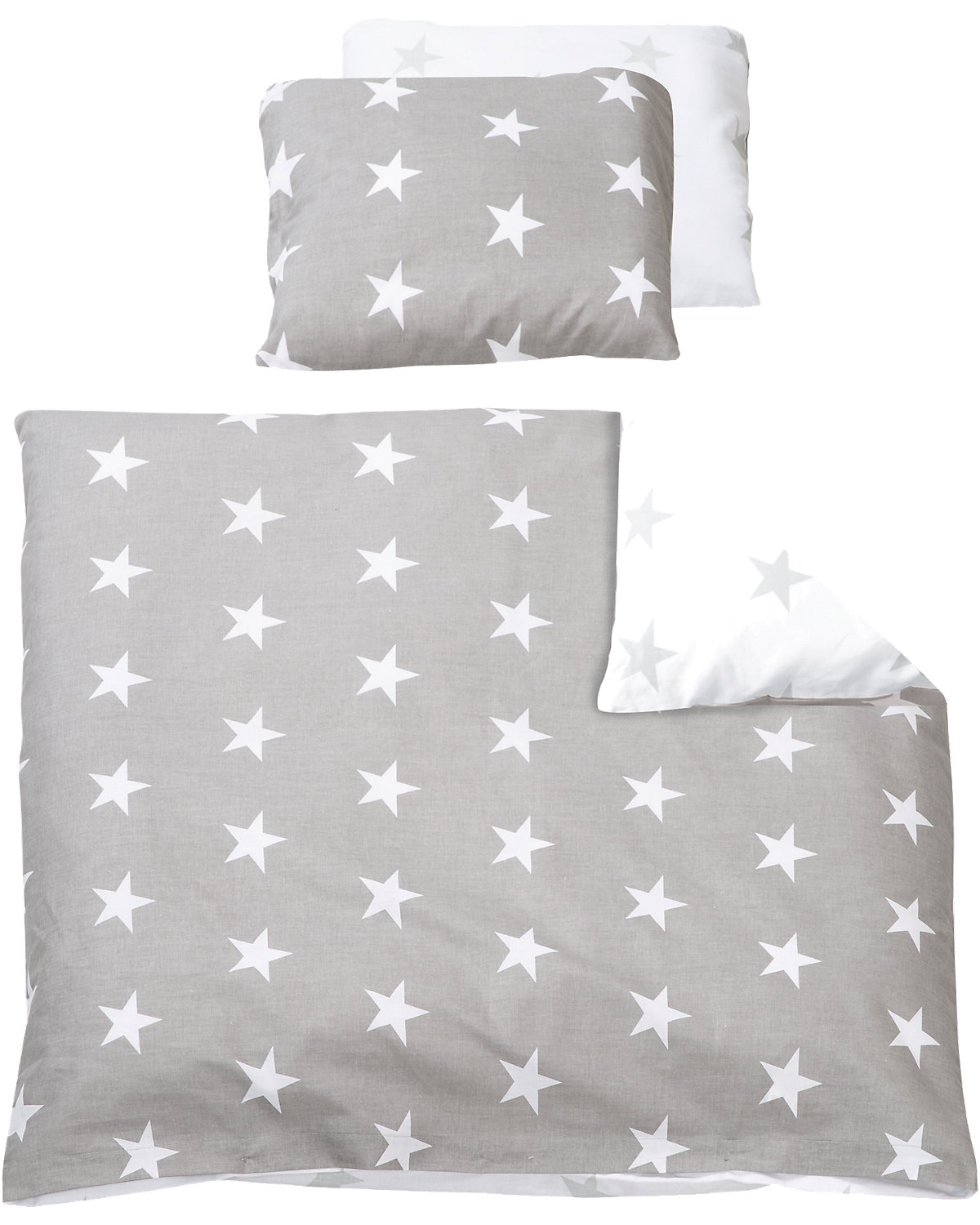 Babybettwäsche Little Star, Baumwolle, grau, 80 x 80 cm