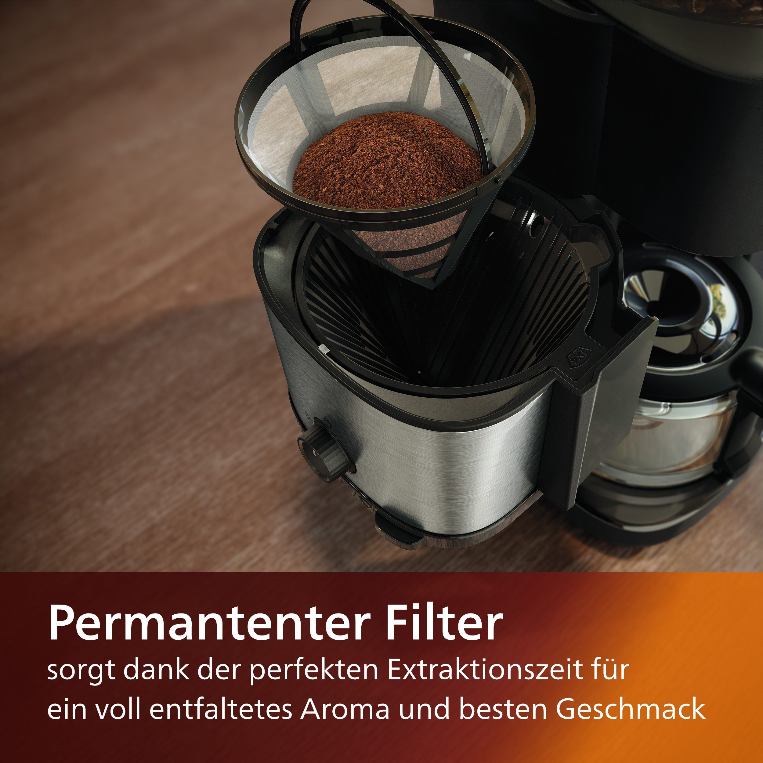 Philips Kaffeemaschine mit Mahlwerk HD7900/50 All-in-1 Brew, Permanentfilter 1x4, mit Smart Dosierung und Duo-Kaffeebohnenbehälter, inkl. Dosierlöffel