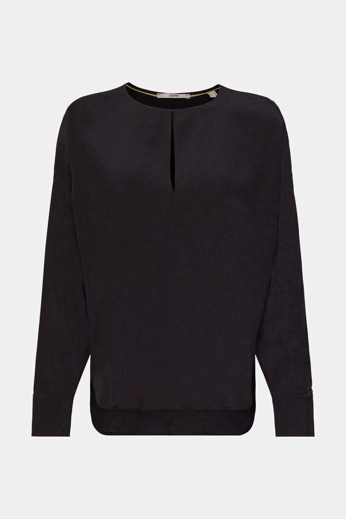 Bluse mit geschlitztem Ausschnitt, LENZING™ ECOVERO™