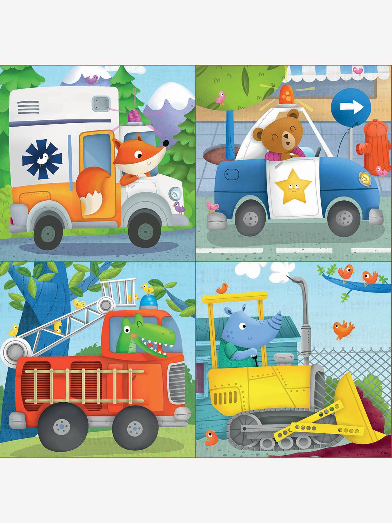 Educa 4er-Set Puzzles mit Rettungsfahrzeugen, 6-16 Teile EDUCA - mehrfarbig