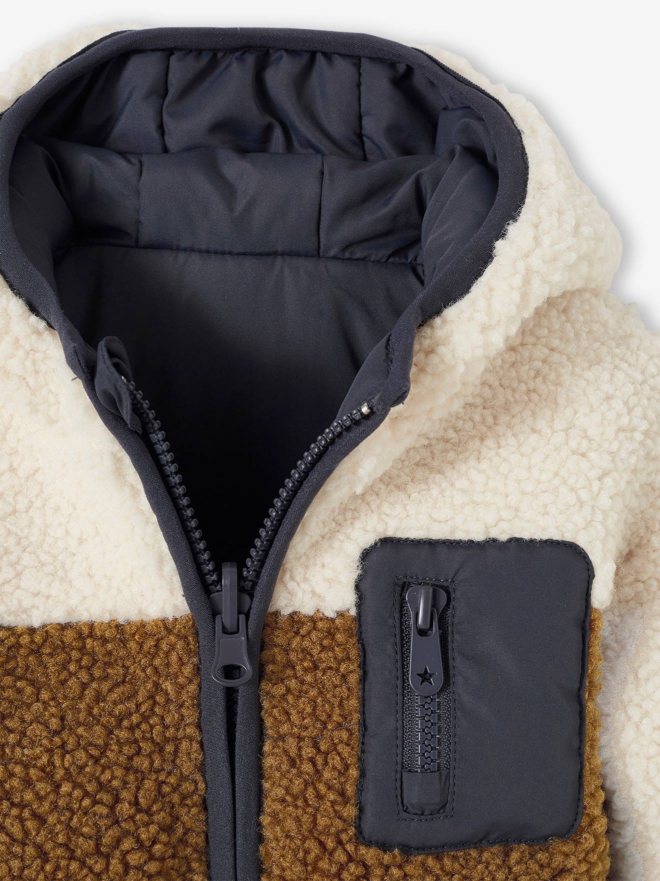 Vertbaudet Warme Baby Wendejacke mit Recycling-Polyester - wollweiß