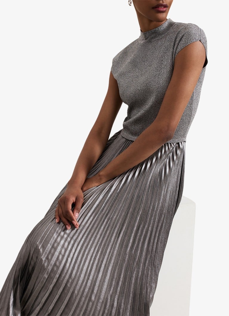 Phase Eight Jayla midi dress with pleated and metallic finish