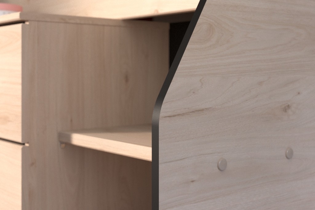 Parisot Halbhohes Hochbett, Milky 2 - Industrial Style