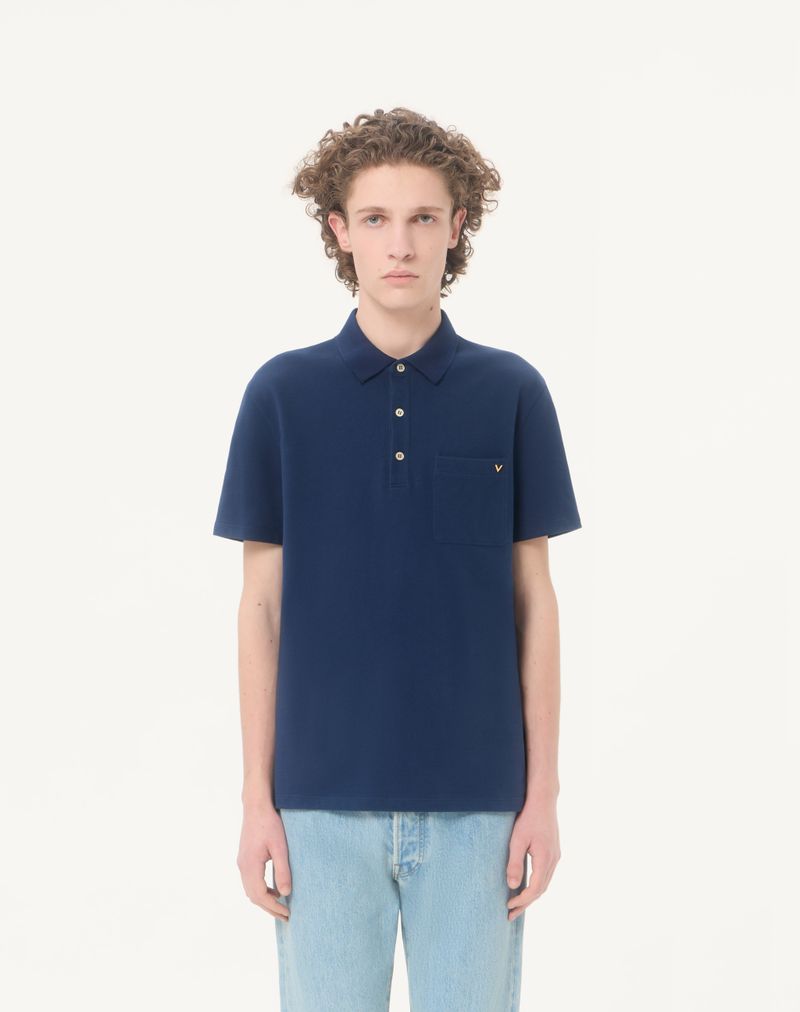Camisa polo Valentino em algodão piqué com detalhes dourados