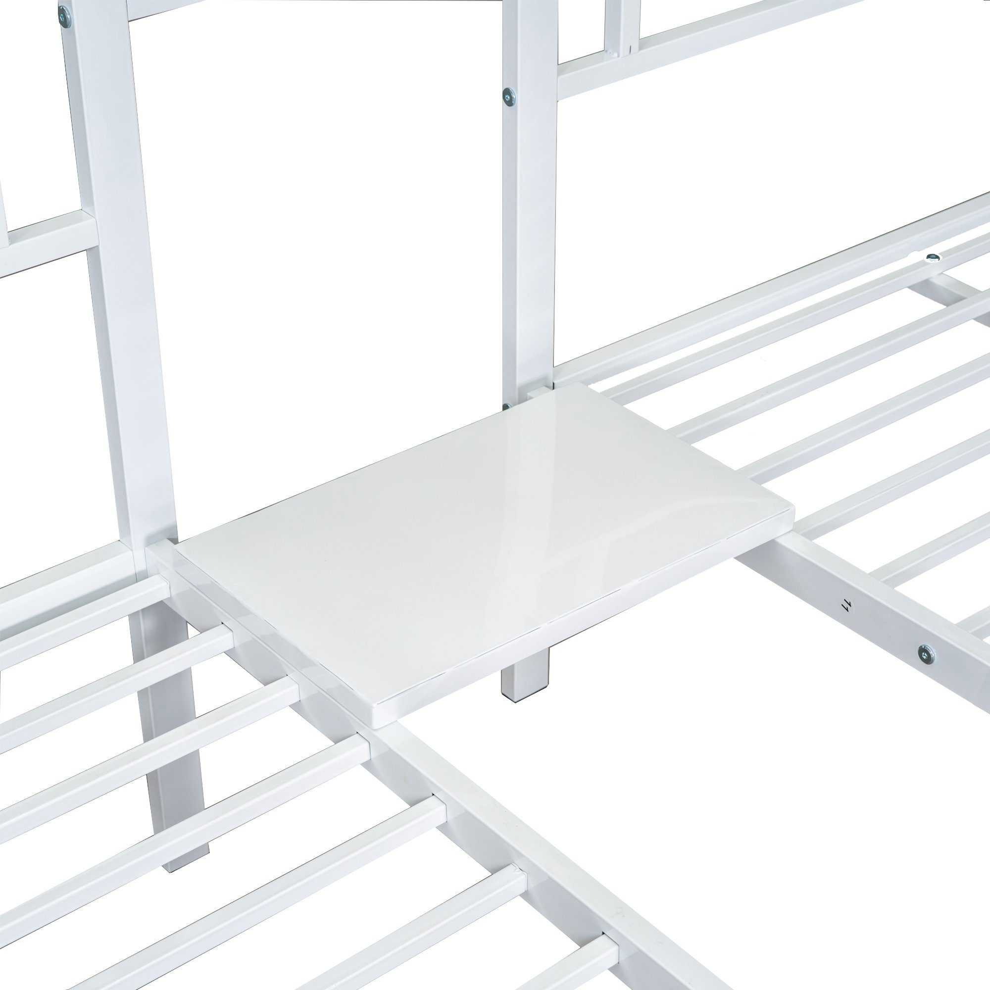 Flieks Etagenbett, Dreierbett Kinderbett Metallbett mit Leiter 90x200cm*3