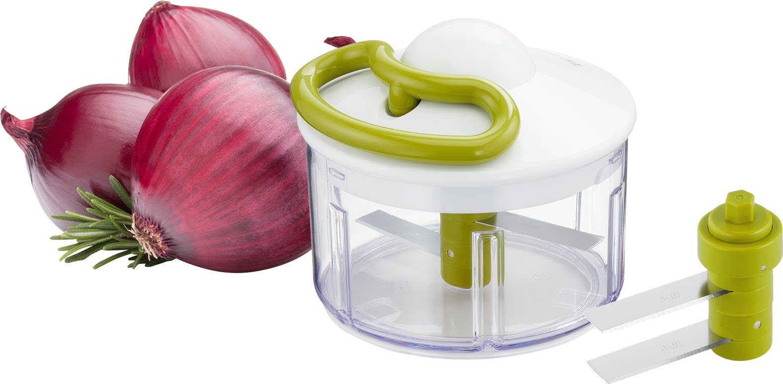 Tefal Gemüsehacker 5 Sekunden Zerkleinerer, 500ml, Edelstahlklingen, rutschfest, Soft-Touch-Griff, Weiß/Grün