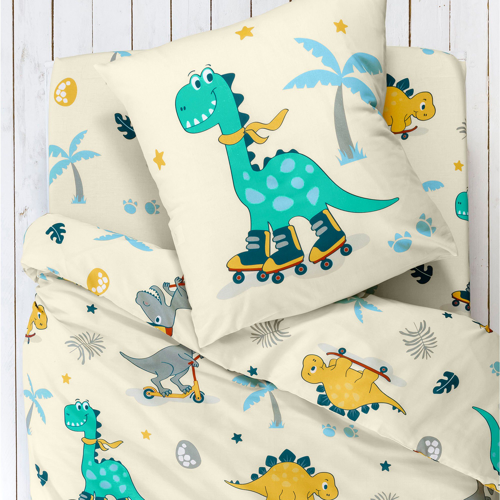 Linge de lit enfant à motifs skate Dinoroul 1 personne