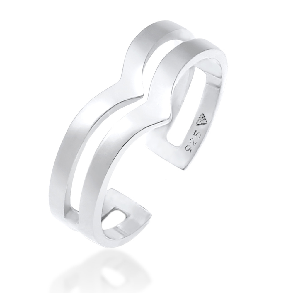 Elli Elli Bague Dames ouvertes en forme de V avec un Angle Géo de base brillant en arg Bague