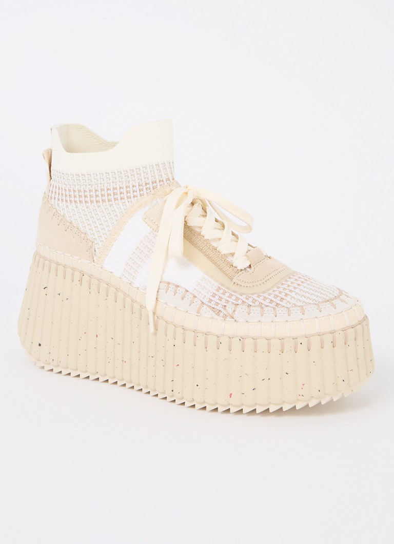 Chloé  Nama sneaker met gebreid bovenwerk en plateauzool