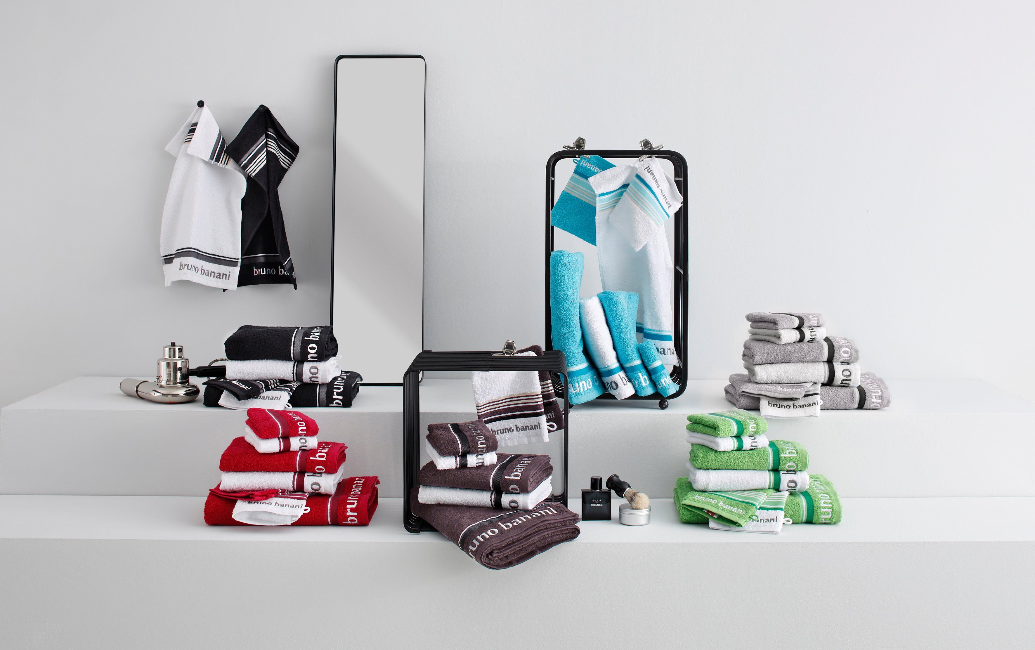 Bruno Banani Handtuch Set Maja, Walkfrottee, (Set, 7-tlg), mit Bordüre und Markenlogo, 7 teiliges Handtücher Set, 100% Baumwolle