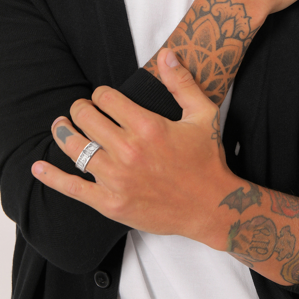 KUZZOI KUZZOI Bague Hommes ruban écriture massive en argent sterling 925 Bague
