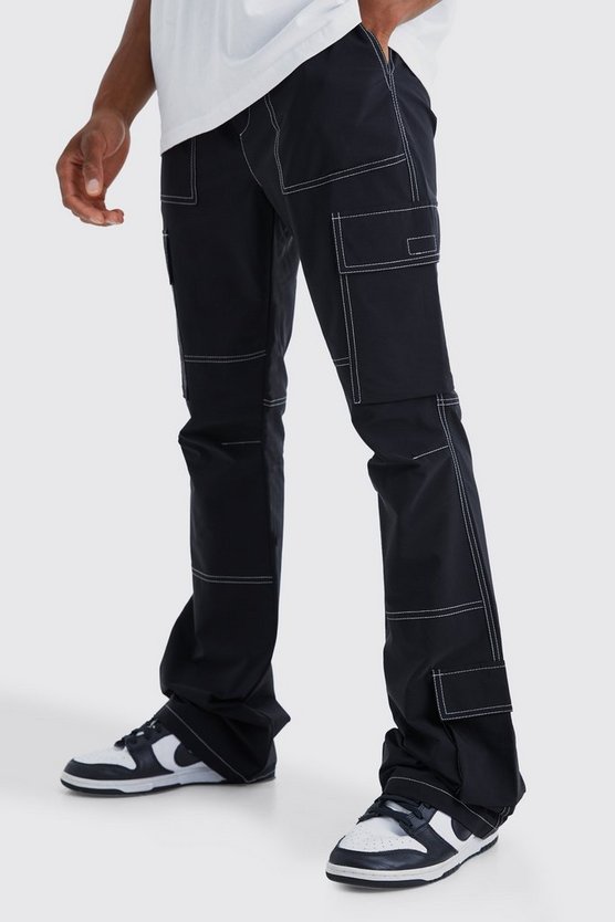 Slim-Fit Cargo-Hose mit Kontrast-Naht und elastischem Bund