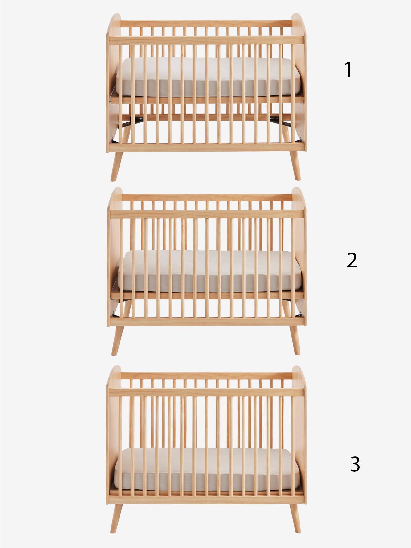 Vertbaudet Babybett KONFETTI NATUR, Massivholz - braun