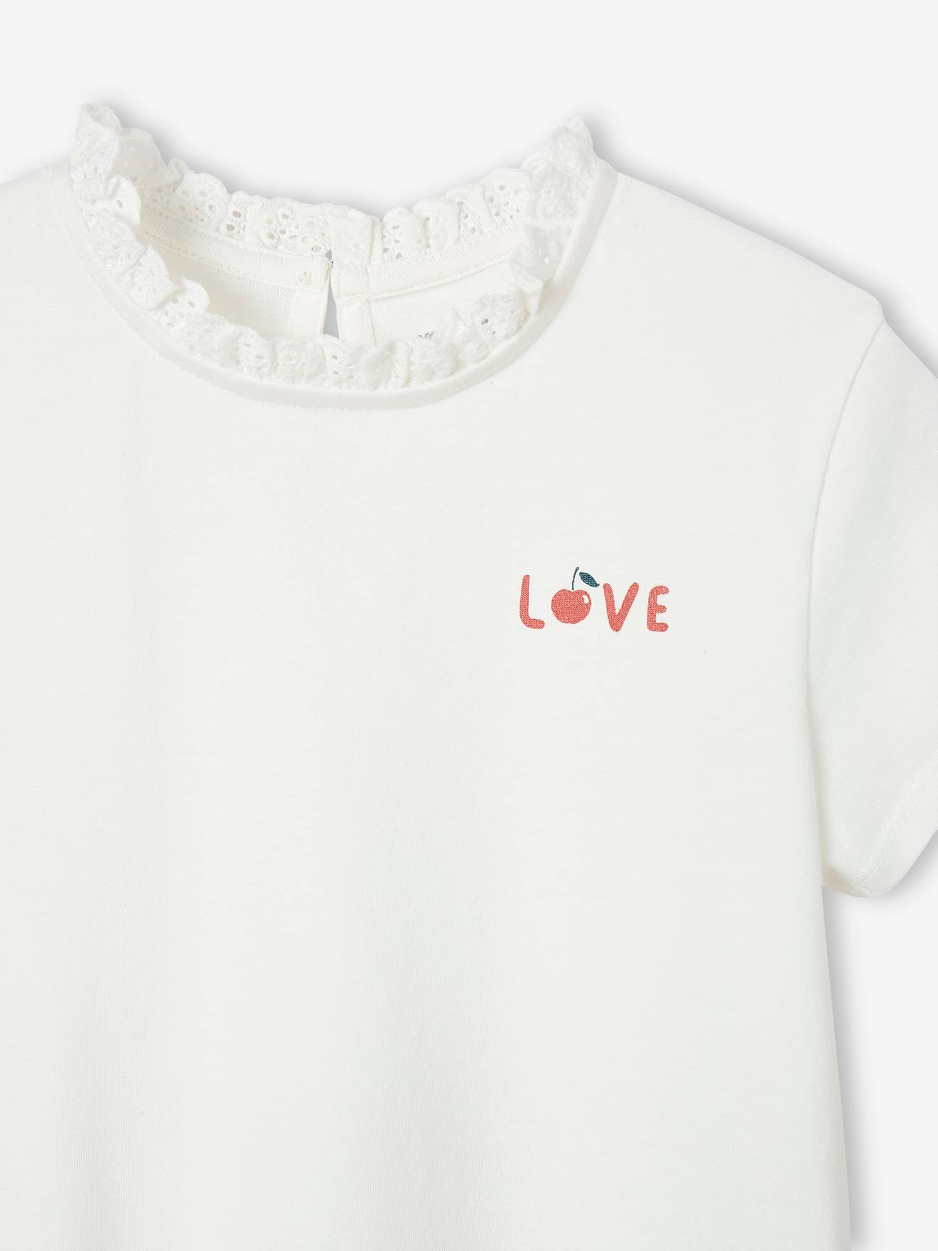 Vertbaudet Mädchen T-Shirt mit Rüschen LOVE, personalisierbar - marine