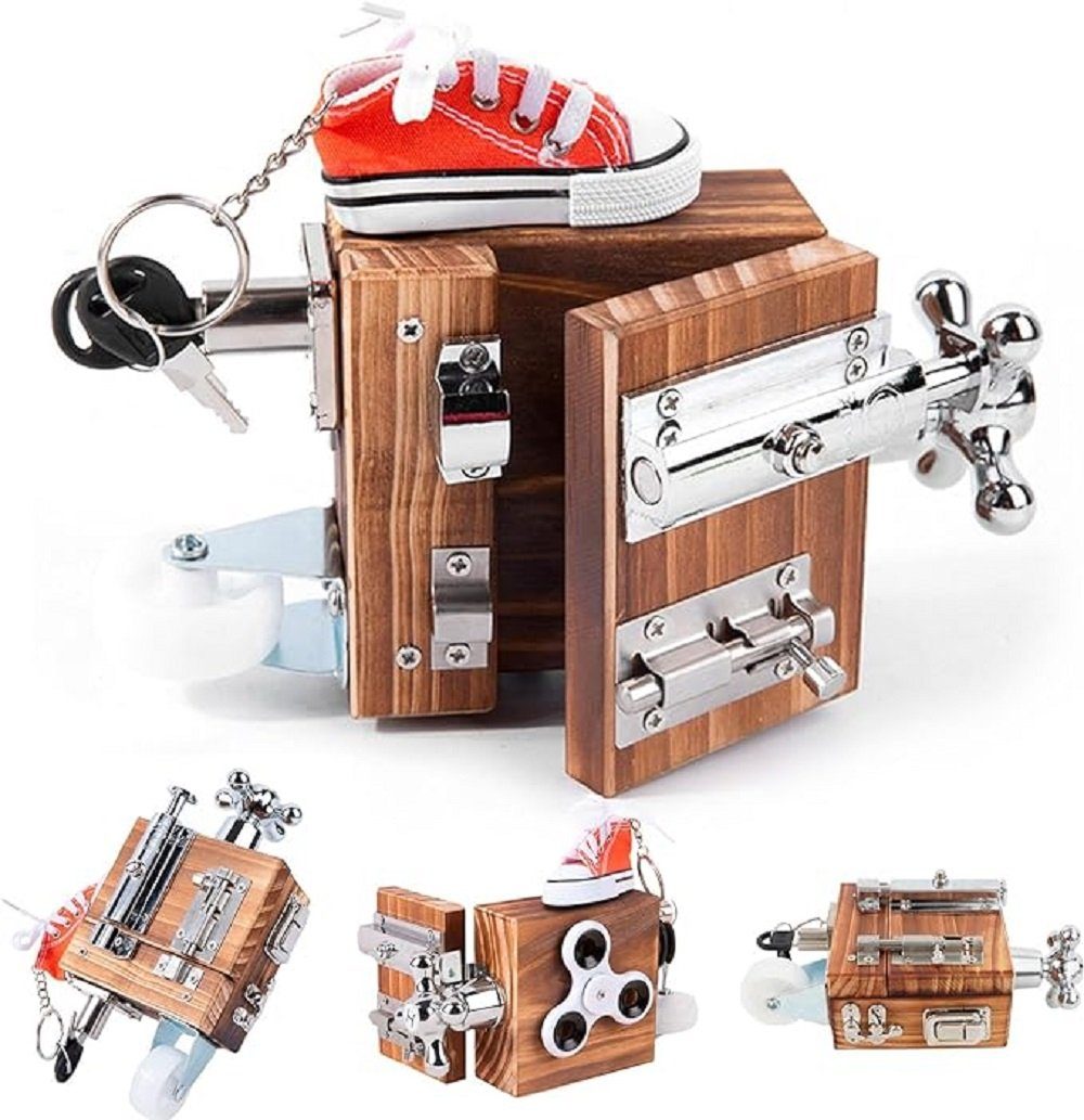 LBLA Lernspielzeug Busy Activity Cube Motorikwürfel Montessori Spielzeug, Aktivitätswürfel Spielzeug Fidget Cube Stresswürfel für Kinder