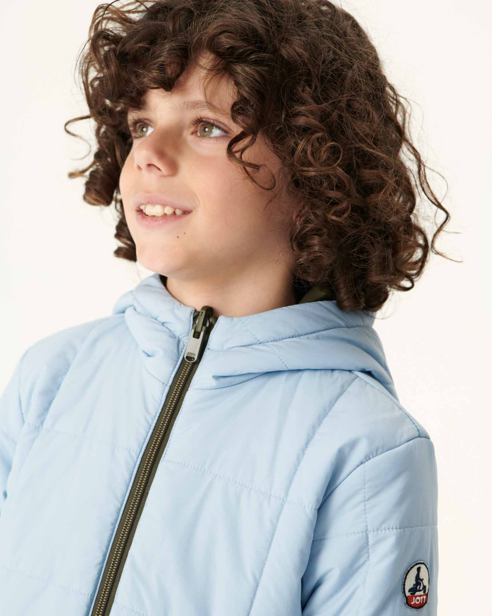 Doudoune Ultralight réversible à capuche Army/Bleu clair enfant Rosso