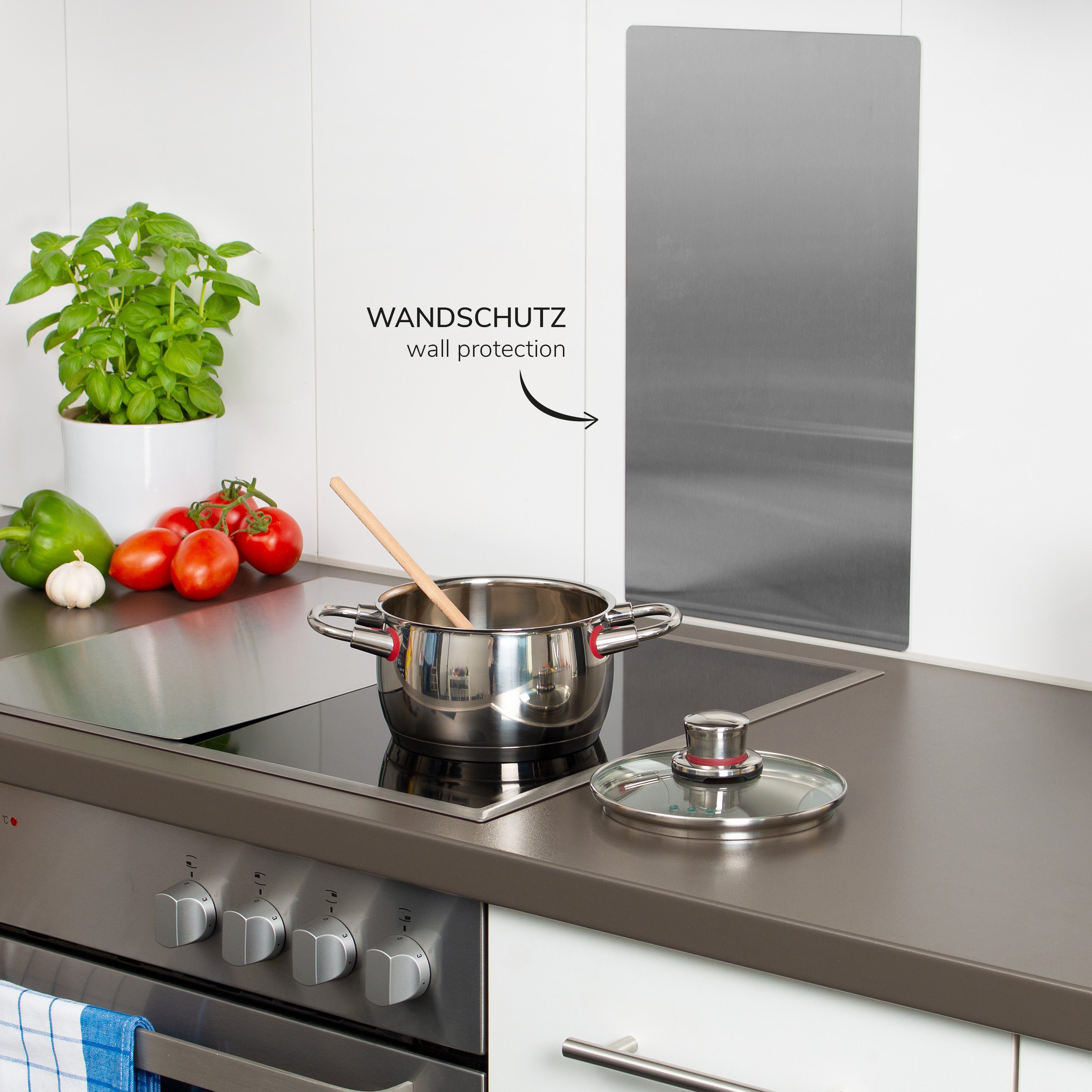 bremermann Herd-Abdeckplatte bremermann 2er Herdabdeckplatte 2in1 aus Edelstahl // gleichzeitig, Edelstahl, (Set, 2 tlg), ca. 27,5 cm B x 48 H cm