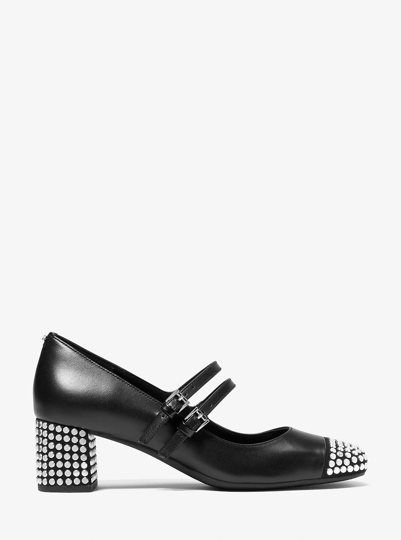 Matilda Mary Jane-pumps med nagler i skinn - SVART