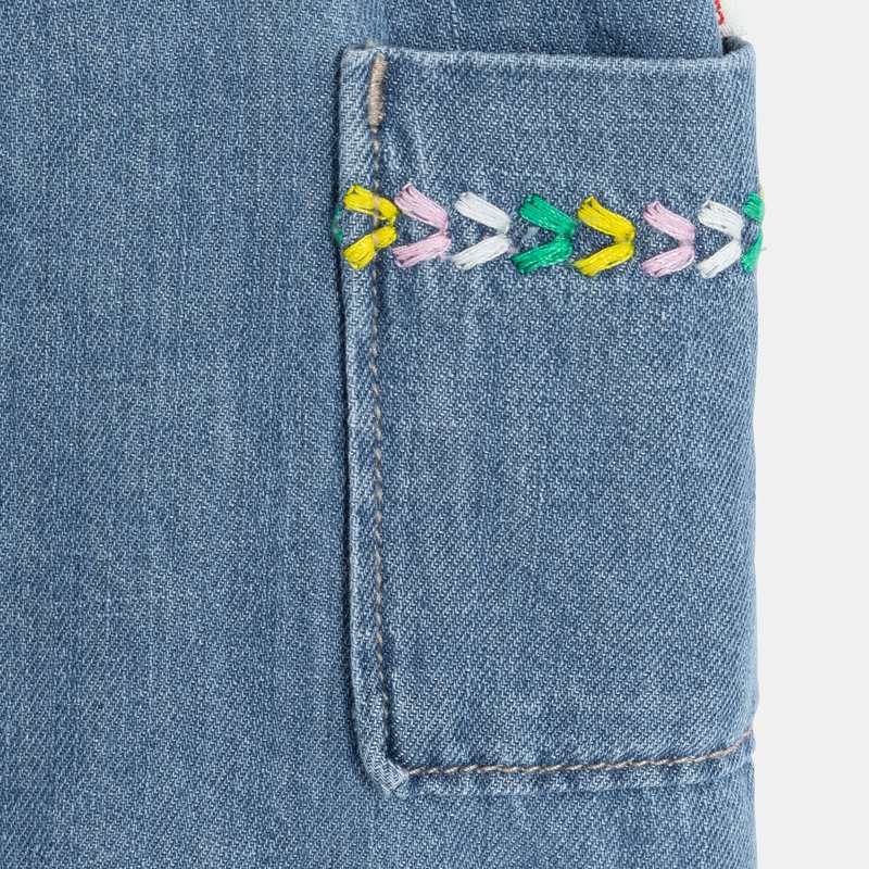 Robe tablier bébé fille en jean délavé bleue Catimini