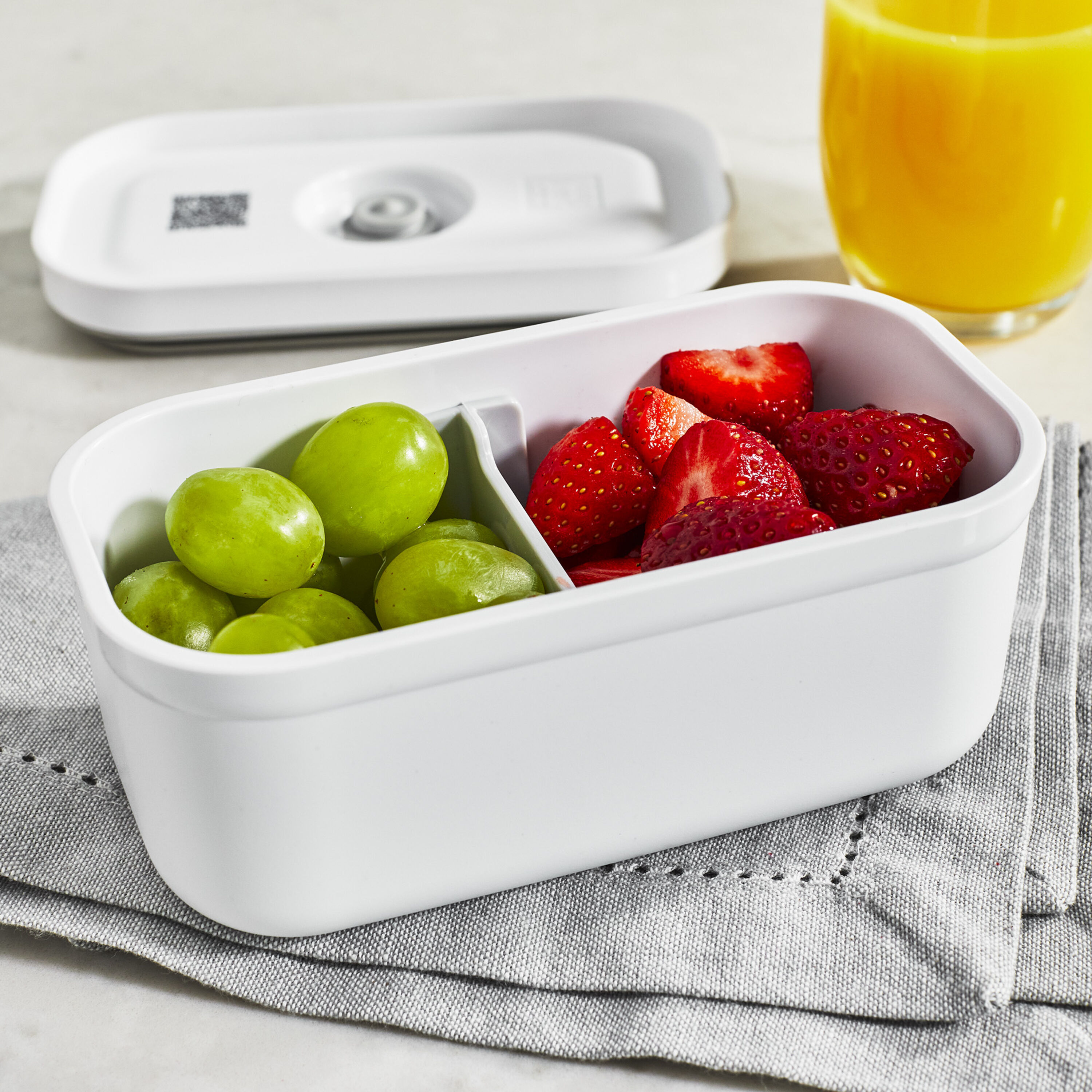 Vakuum Lunchbox S, Kunststoff, Weiß-grau