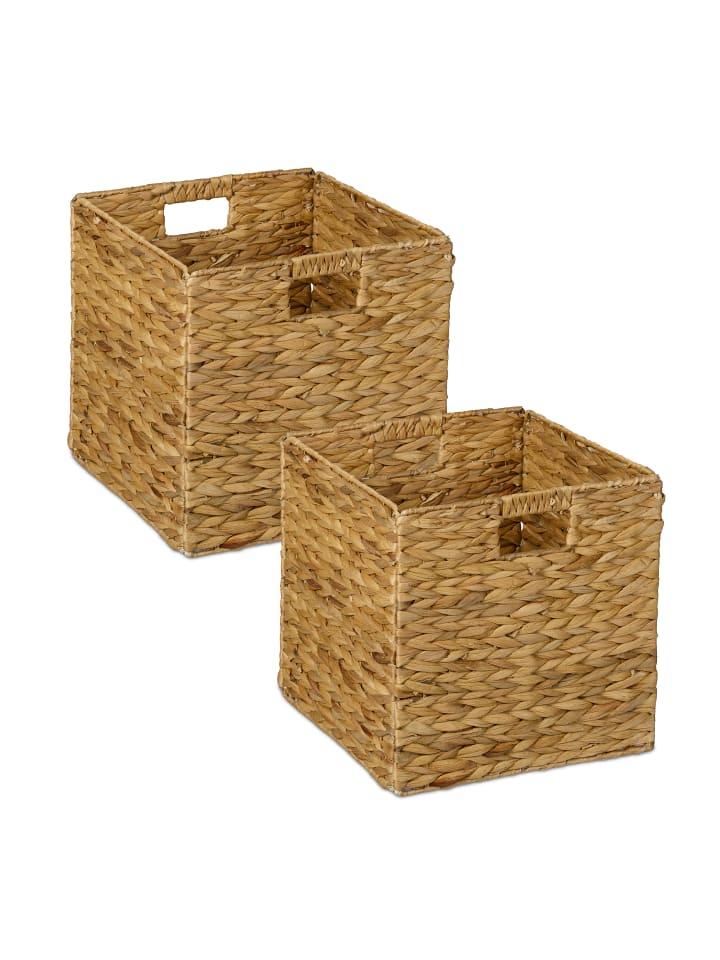 relaxdays 2 x Aufbewahrungskorb in Natur - (B)30 x (H)30 x (T)30 cm günstig kaufen onesize