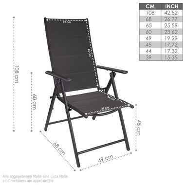 BRUBAKER Gartenstuhl Riva Stuhl mit 7-Fach verstellbarer Rückenlehne (Set, 2 St), Gartenstühle - Faltstühle klappbar - wetterfeste Klappstühle für Terrasse oder Balkon