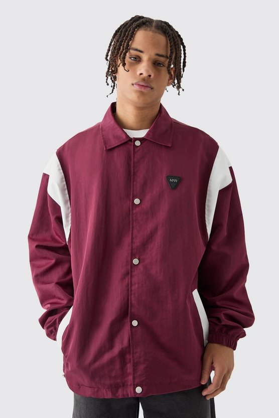 Oversize Nylon-Jacke mit PU-Einsatz