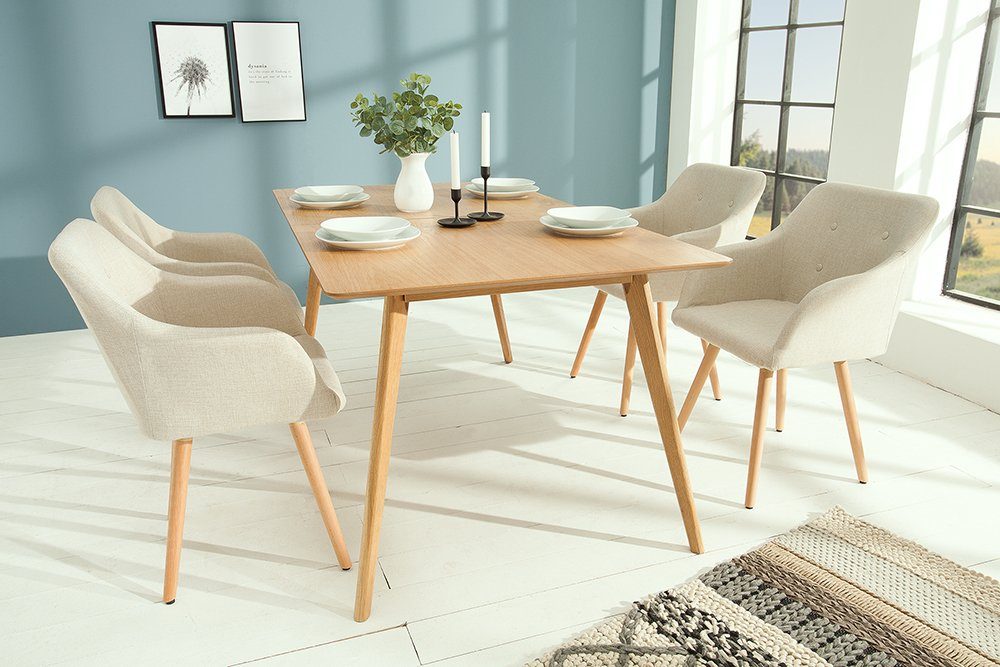 riess-ambiente Polsterstuhl SCANDINAVIA MEISTERSTÜCK beige / natur (Einzelartikel, 1 St), Esszimmer · Webstoff · Massivholz · mit Armlehne · Retro Design