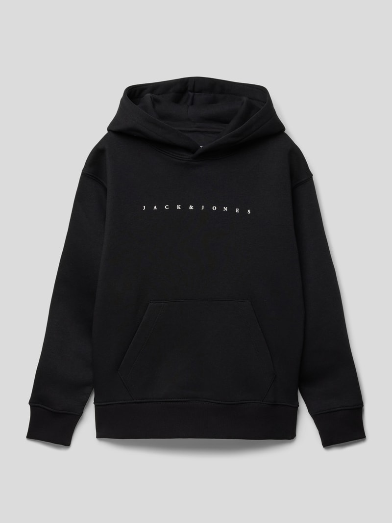 Hoodie mit Label-Print in schwarz