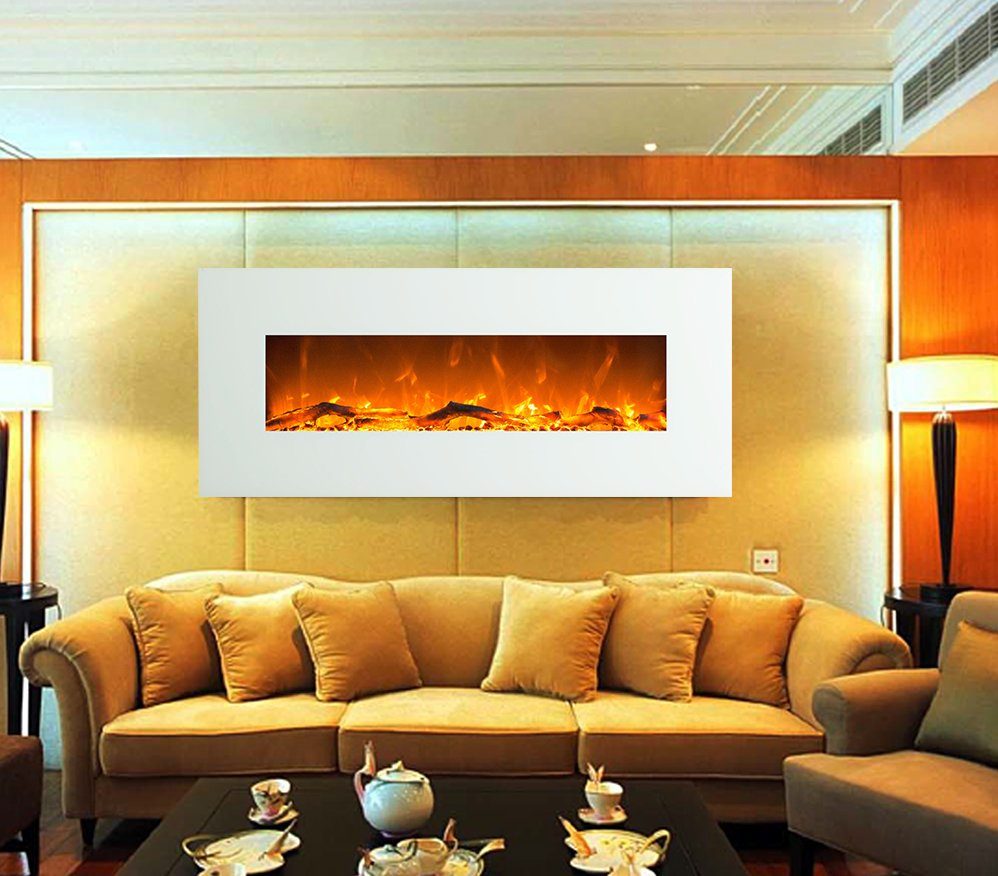 GLOW FIRE Elektrokamin Glow Fire Venus Wandkamin elektrisch mit Heizung, Elektrischer Kamin mit Fernbedienung, Timer, 3 Dekorationen, LED Feuer