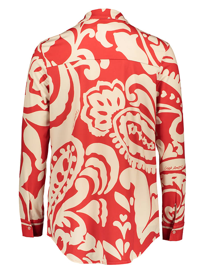 Oui Bluse in Rot/ Creme günstig kaufen