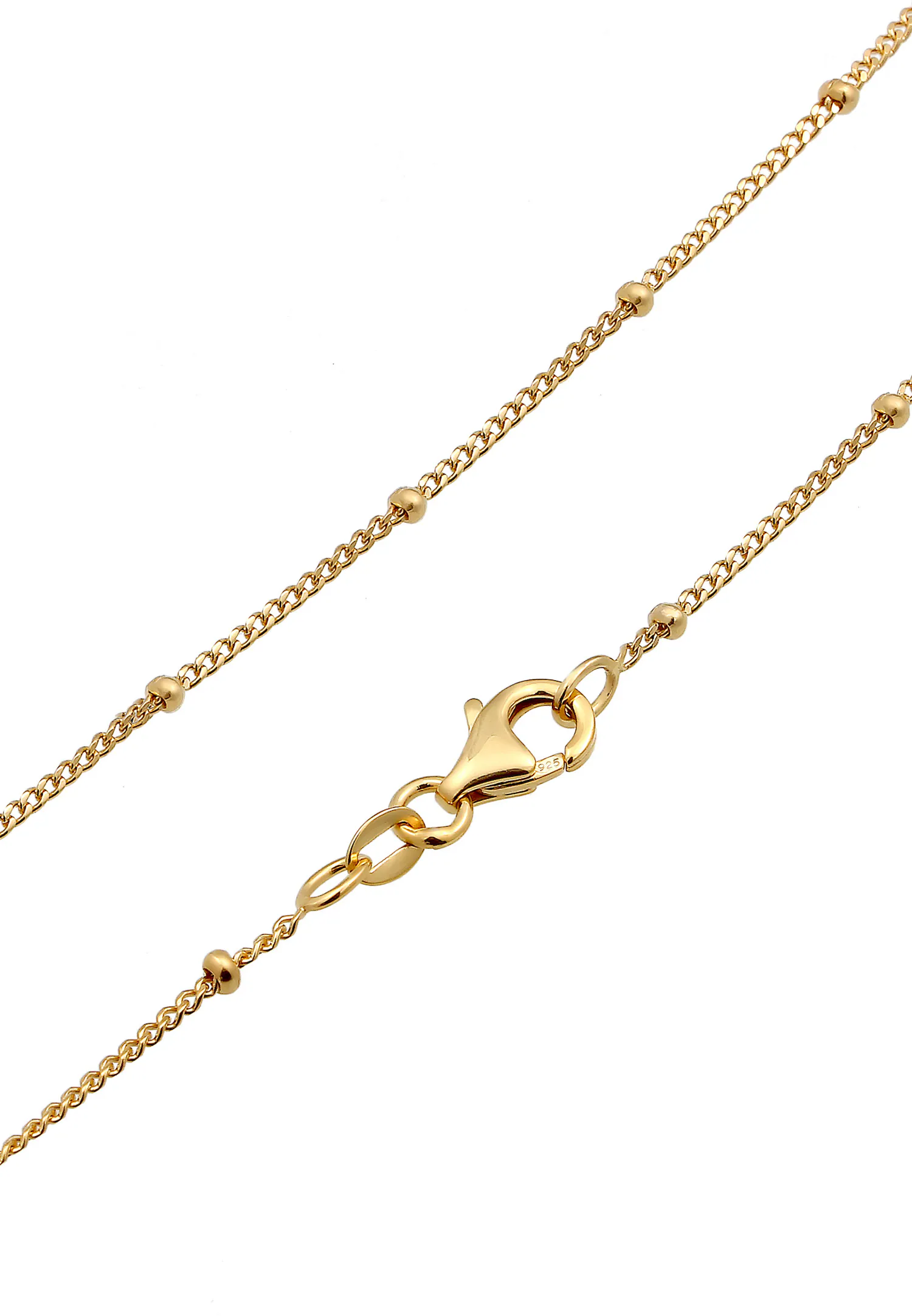 Cadena de cuentas en forma de corazón y Y para mujer de Elli, en plata de ley 925 con baño de oro.