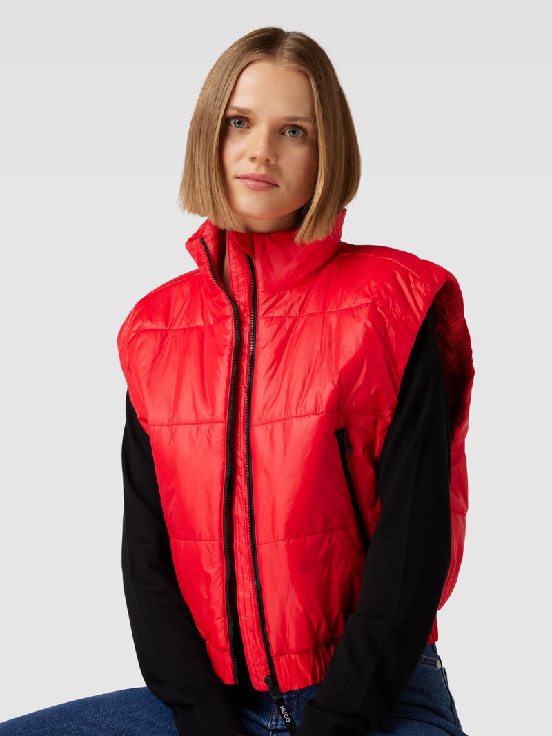 Cropped Weste mit Stehkragen Modell 'FELERE' in rot