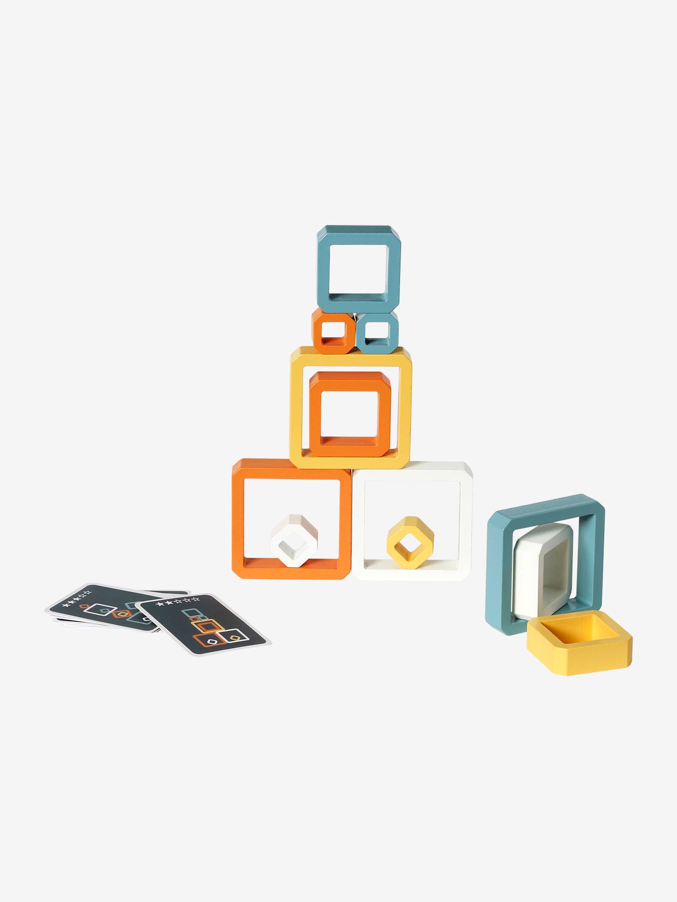 Jeu de l'équilibre des cubes en bois FSC® orange