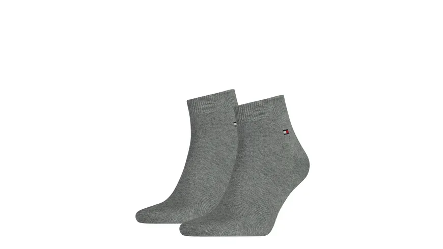TOMMY HILFIGER Herren Kurzsocken Quarter Flag 2er Pack light grey