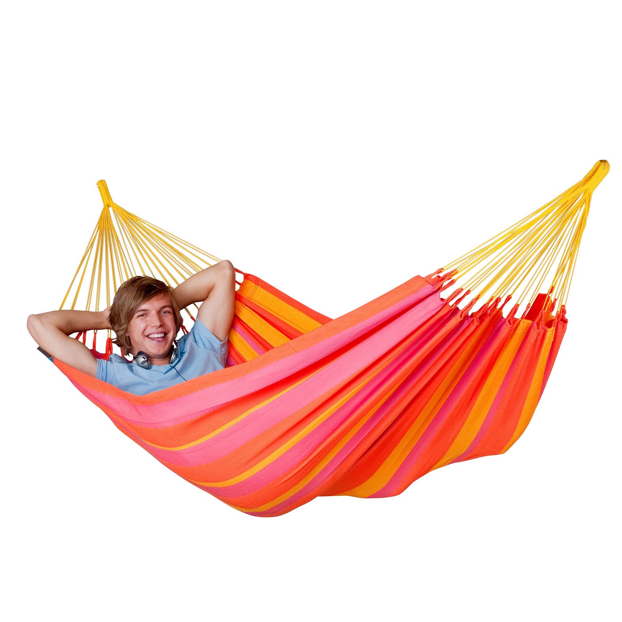 La Siesta Hängematte Single Hängematte Sonrisa mandarine rot - La Siesta wetterfest, Hochwertige Qualität