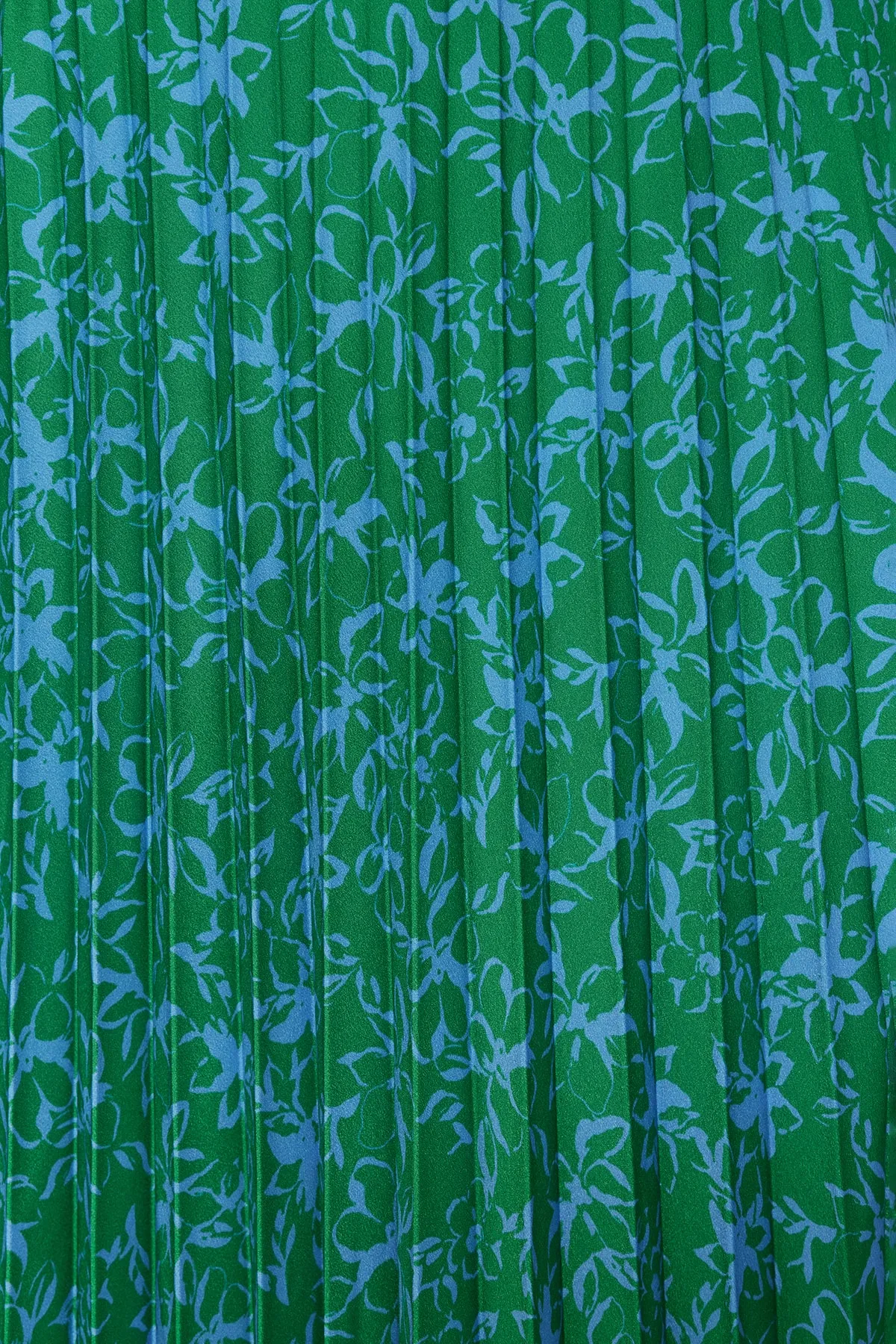 Trendyol Modest  Grüner, plissierter, gewebter Rock mit elastischem Bund und Blumenmuster TCTSS23EE00018