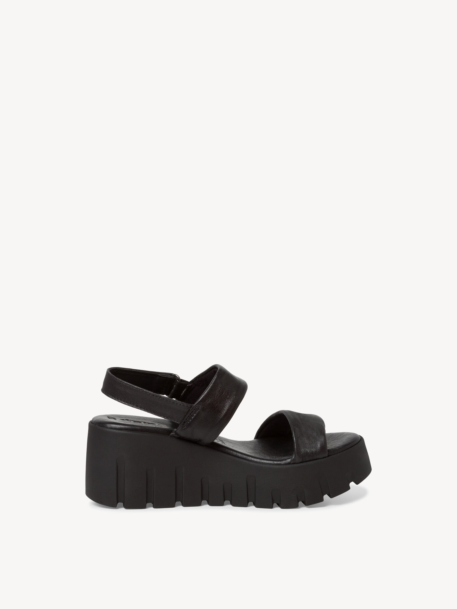Sandale à talon en cuir - noir