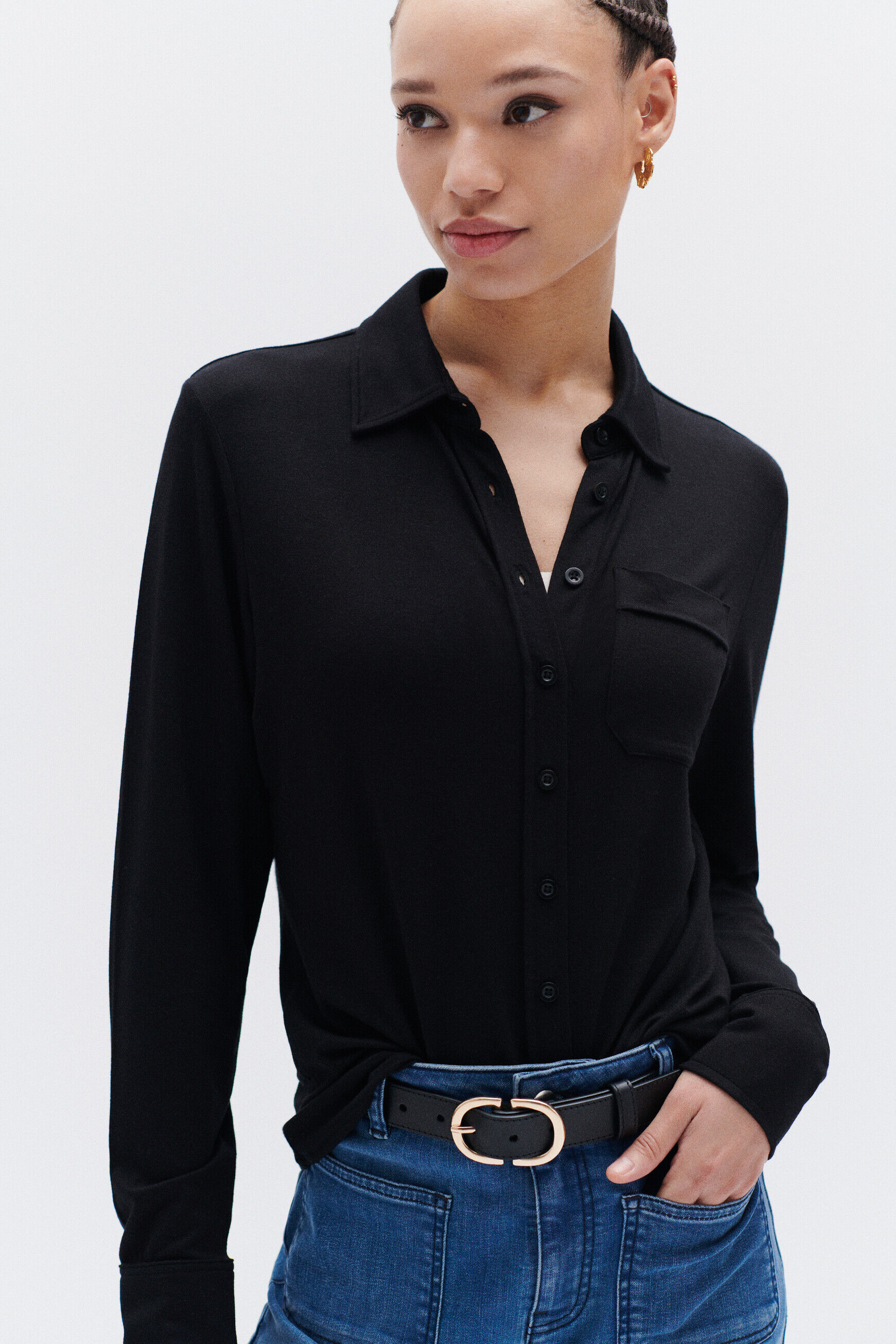 Chemise Albi en jersey noir femme