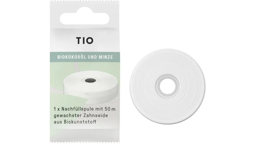 TIO Tiofloss Pflanzenbasierte Zahnseidespulen 50 m