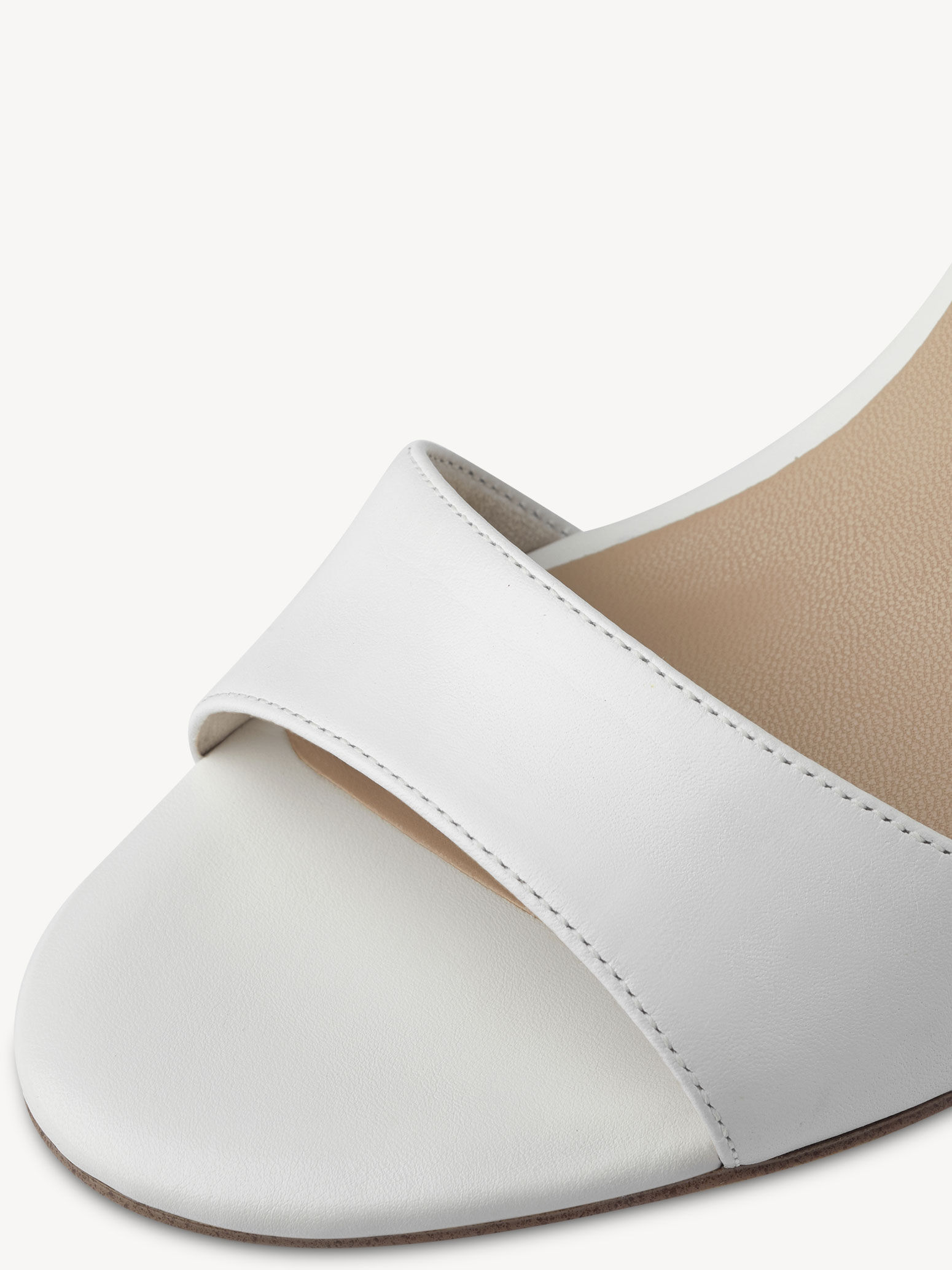 Sandale à talon en cuir - blanc
