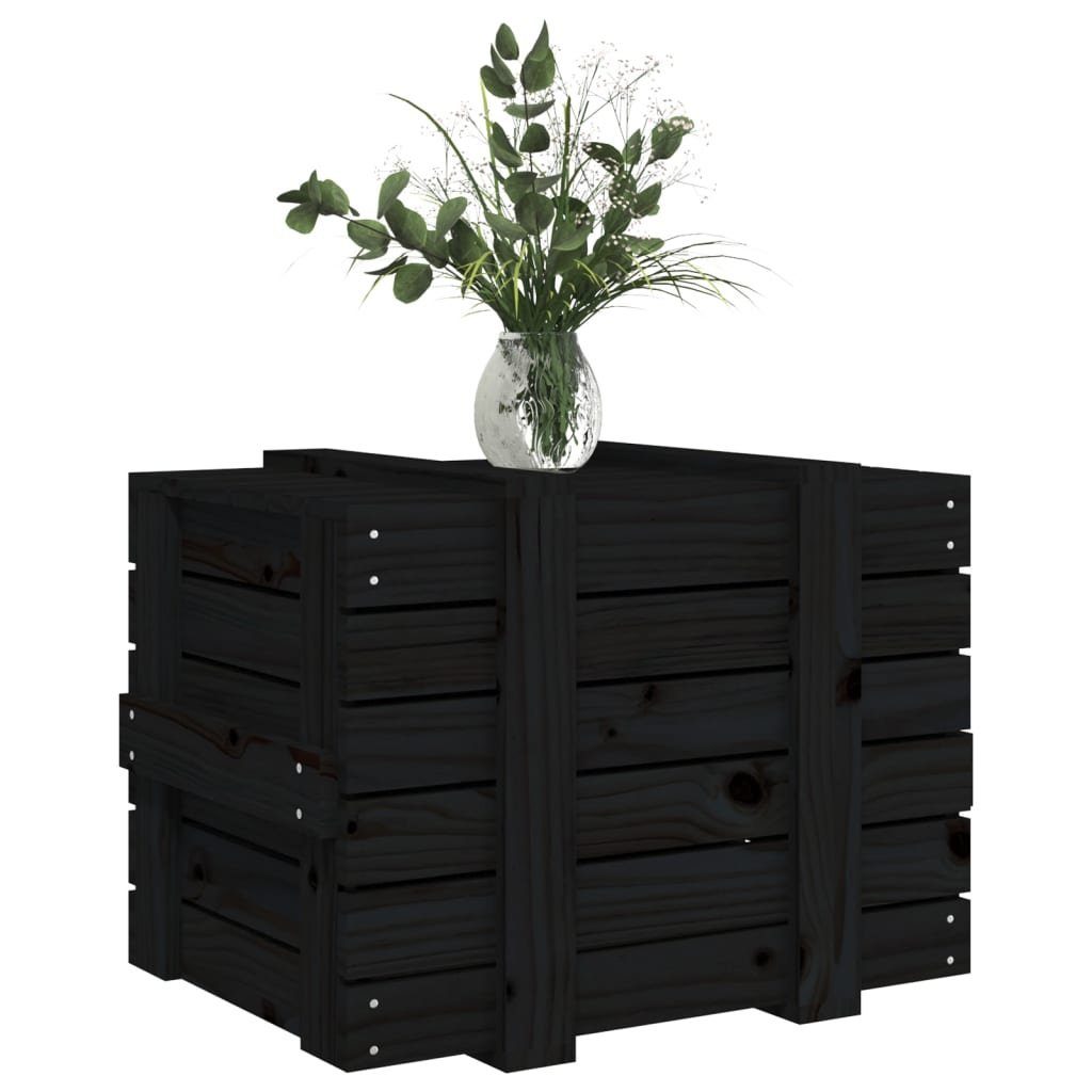 vidaXL Aufbewahrungsbox Truhe Schwarz 58x40,5x42 cm Massivholz Kiefer (1 St)