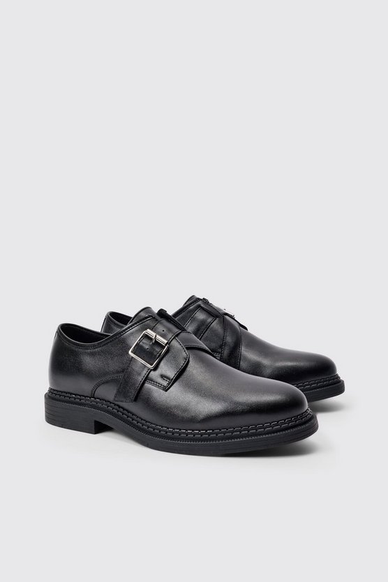 Schwarz PU-Loafer mit Riemchen-Detail