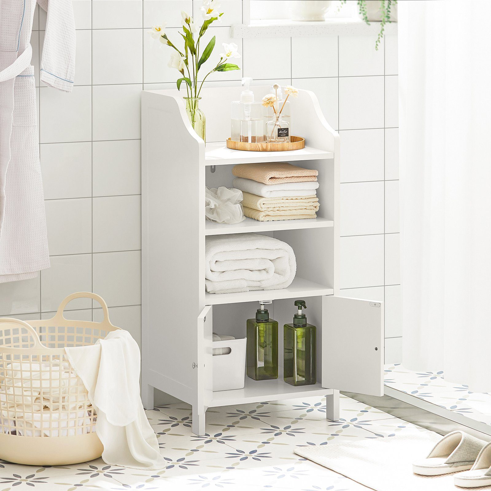 SoBuy Badkommode BZR56, Badschrank Badezimmerschrank Aufbewahrungsschrank