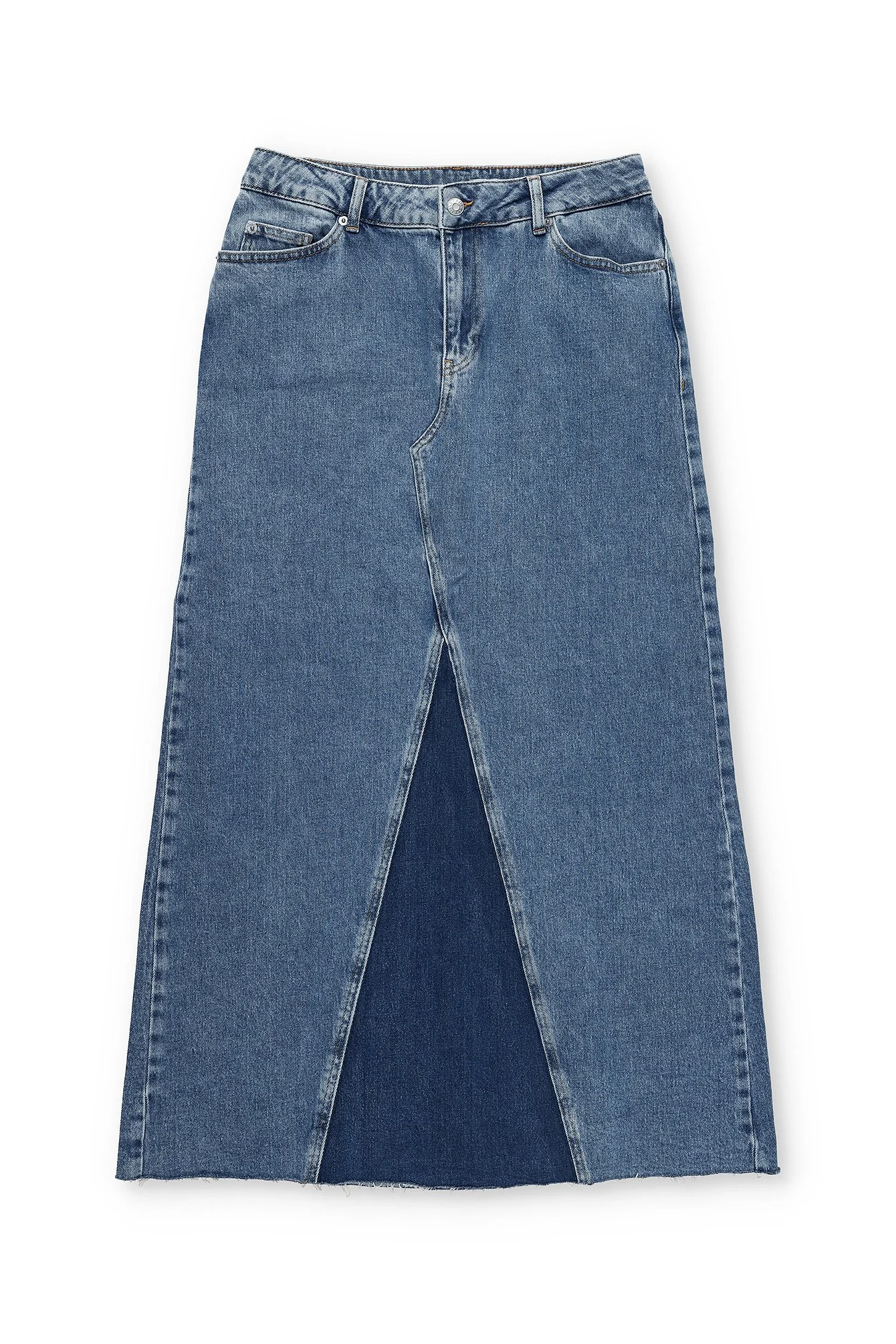 Panellierter Maxi-Jeansrock